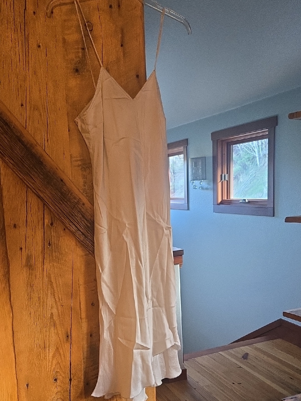 Dries Van Noten Light Gray-Beige Slip Dress with V-Neck